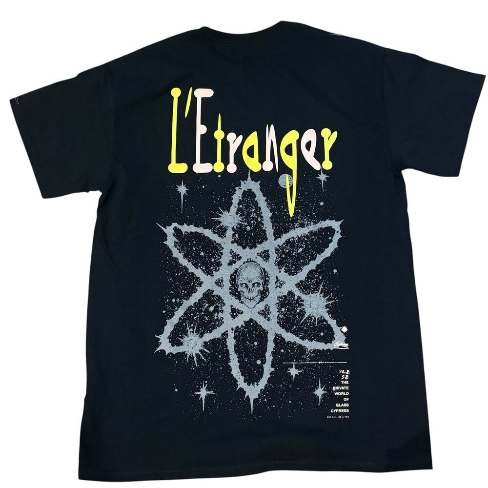 Glass Cypress Black Tee L'Entranger Skull Back Graphic Beads Small NWOT